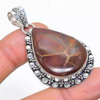 Natural Mud Crack Fossil Handmade 925 Sterling Silver Pendant 2.05 J6Q48