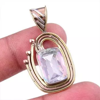 Natural Mystic Topaz 925 Solid Sterling Silver TwoTone Gift Pendant 1.50 R8G27