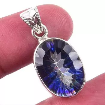Natural Mystic Topaz Gemstone 925 Solid Sterling Silver Gift Pendant 1.25 O4P94