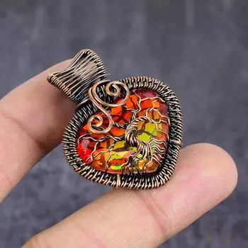 Natural Mystic Topaz Gemstone Copper Wire Wrap Jewelry Pendant 1.65 d8v63