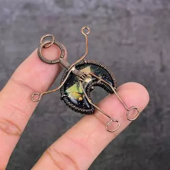 Natural Mystic Topaz Gemstone Copper Wire Wrap Jewelry Pendant 2.56 R7T08