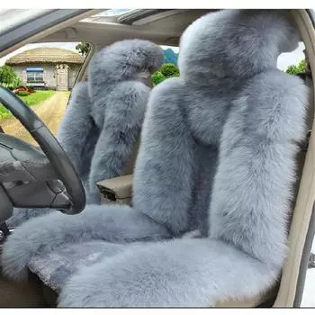 Натуральная австралийская овчина Мех Чехол на переднее сиденье автомобиля Зимний Универсальный