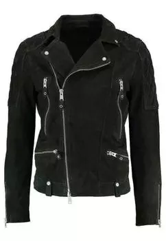 Натуральная байкерская мотоциклетная мужская кожаная куртка ручной работы из овечьей кожи, черная замша на молнии XS чёрный