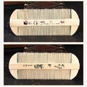 Натуральная бамбуковая расческа от вшей, деревянные расчески с супер узкими зубьями, без статического инструмента для волос для мужчин или домашних животных One size