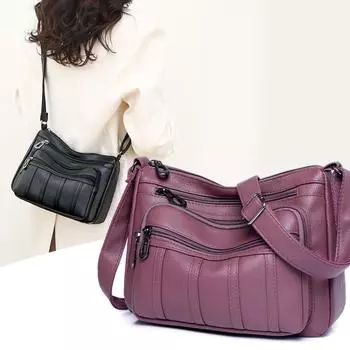 Натуральная брендовая мягкая кожаная сумка с верхней ручкой, женская сумка через плечо, сумка через плечо, женская сумка-мессенджер большой вместительности, большая сумка 26cm 10cm 19cm чёрный