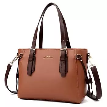 Натуральная брендовая женская сумка-тоут, высококачественные кожаные сумки для женщин, 2022, женская большая сумка через плечо с ручкой сверху 27cm10cm22cm коричневый