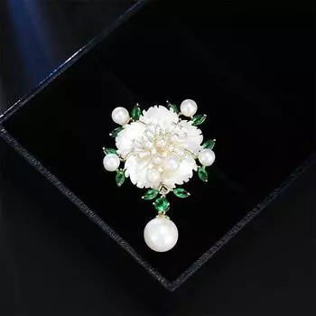 Натуральная брошь-цветок из ракушек, элегантная золотая вишня, фиксированная булавка, высококачественная куртка на осень и зиму, пальто, аксессуары, корсаж