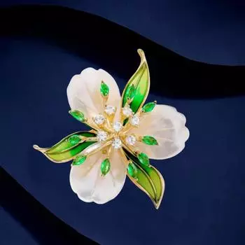 Натуральная брошь-клевер Fritillary, эксклюзивная брошь в виде цветка с инкрустацией из циркония, изысканный универсальный корсаж Electroplated Real Gold