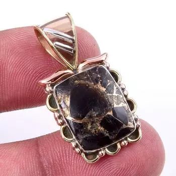 Натуральная черная медь, бирюза, твердое серебро 925 пробы, подарочный двухцветный кулон 1,25 дюйма n5I96