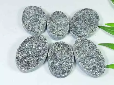 Натуральная черная слюда друзы овальной формы 6 шт кабошон драгоценный камень россыпью 30-35 мм RQ-2750