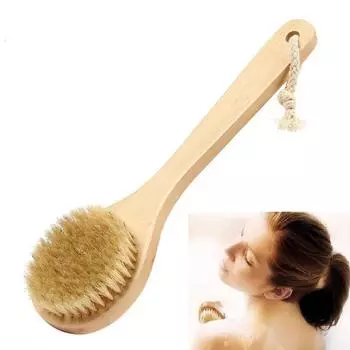 Натуральная деревянная 10-дюймовая щетинная щетка для тела, массажер, скраб для спины для душа, спа