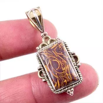 Натуральная двухцветная подарочная подвеска из стерлингового серебра 925 пробы Марьям Джаспер 1,5 дюйма t3U91