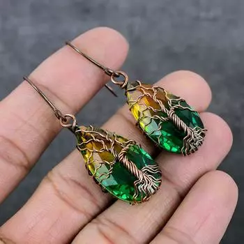Натуральная двухцветная турмалиновая медная проволока, подарочная ювелирная серьга 2,36 дюйма Q4I15