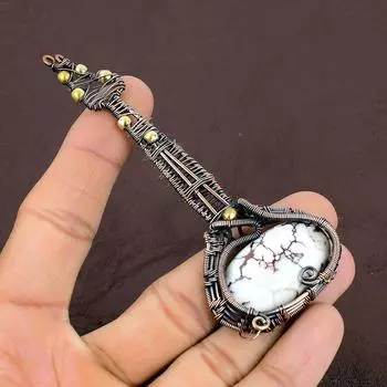 Натуральная гитара, дикая лошадь, драгоценный камень, медная проволока, подарочная подвеска 4,25 дюйма, g5i07