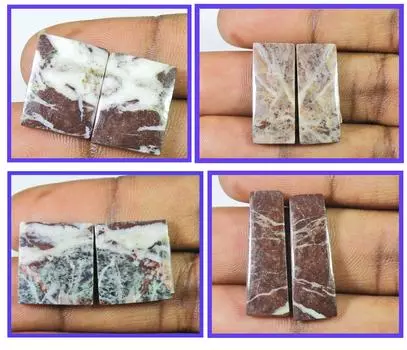 Натуральная кокосовая яшма восьмиугольная огранка, 4 пары кабошонов, россыпью, драгоценные камни 17-26 мм RQ-997