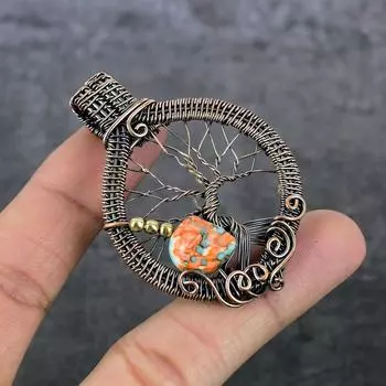 Натуральная колючая устрица, драгоценный камень, медная проволока, подарочная ювелирная подвеска 2,48 дюйма, z6o60