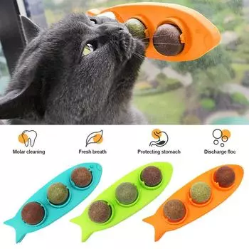Натуральная кошачья мята, настенная игрушка-мяч для кошек, конфеты, лакомства для лизания, полезные для здоровья, удаляют комки шерсти, способствуют пищеварению, закуска из травы для кошек синий