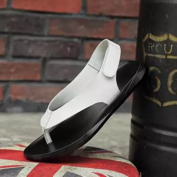 Натуральная кожа белые мужские сандалии мужские тапочки высокое качество повседневная мужская обувь летние уличные пляжные шлепанцы мужские модные 37