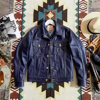 Натуральная кожа Cuero супертонкая синяя куртка из натуральной кожи мужская классическая повседневная короткая молодежная куртка из коровьей кожи модная XXXXXL