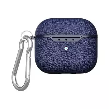 Натуральная кожа для AirPods 4 Чехол Bluetooth наушники для Apple Чехол Lychee 4 Pattern Cow AirPo V1S1 blue-For AirPods 4