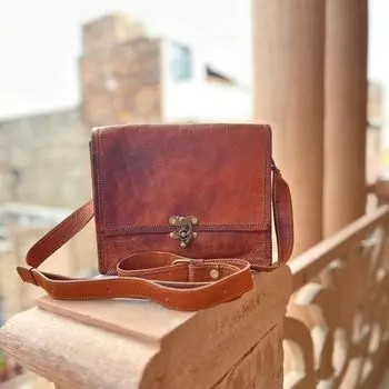 Натуральная кожа маленького размера и квадратной формы 5 x 7 x 2 in коричневый