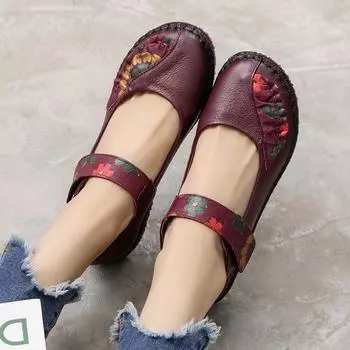 Натуральная кожа Мягкая подошва Женские балетки Мамочки Комфортные Оксфорды Туфли Для Женщин Женские Лоферы Мокасины 35 красный