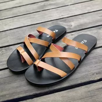 Натуральная кожа Мужская повседневная летняя обувь с выемками 2024 года, нескользящие мужские удобные тапочки, новое поступление, модные мужские полутапочки 38 чёрный