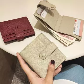 Натуральная кожа Обложка для карт и лицензий Роскошные короткие засовы с узором личи Кошельки для монет Женский бренд Мини-женский кошелек Легкий вес кларет