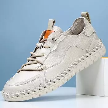 Натуральная кожа полые дышащие повседневные мужские кроссовки для сноуборда белые туфли износостойкие туфли 38