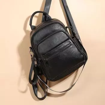 Натуральная кожа Premium Sense женский мягкий кожаный рюкзак из коровьей кожи простая модная сумка большой вместимости чёрный