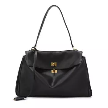 Натуральная кожа Rodeobag модная одноплечевая диагональная крестообразная женская сумка с пряжкой подмышкой 35x11x23CM чёрный