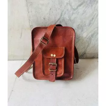 Натуральная кожа ручной работы Малый размер/Застежка-молния 5 x 7 x 2 in коричневый