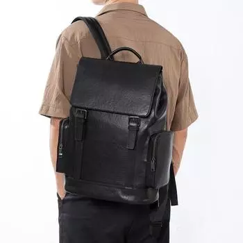 Натуральная кожа рюкзак для мужчин простой рюкзак для компьютера завод дубленая коровья кожа большой емкости складной рюкзак стильная сумка чёрный