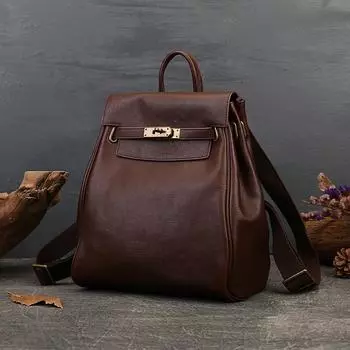 Натуральная кожа рюкзак модный повседневный женский рюкзак дизайн первый слой коровья кожа большая вместимость женская сумка темно-коричневого