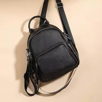 Натуральная кожа рюкзак унисекс рюкзак для отдыха на природе дорожная сумка студенческая сумка чёрный