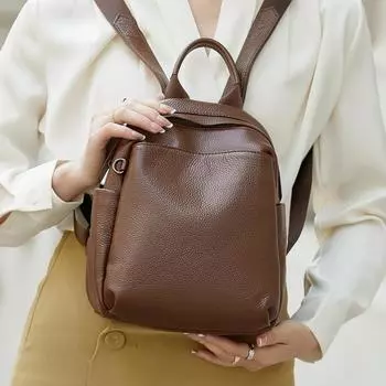 Натуральная кожа рюкзаки для женщин мягкая черная кожа функциональная студенческая сумка ограниченный сплошной цвет подлинный