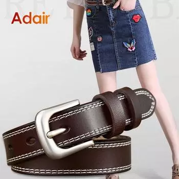 Натуральная кожа, сплошной цвет для женщин, модный пояс высокого качества, винтажная пряжка, коричневый ремень, женский роскошный бренд DT025 105CM белый