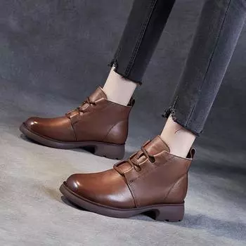 Натуральная кожа Винтажные британские ботинки Martin Короткие ботинки Женские ботинки 35 чёрный