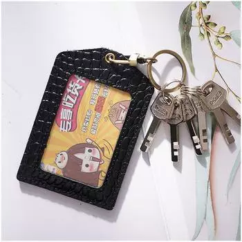 Натуральная кожа в полоску крокодила. Держатель для офисного бейджа. Нагрудная карта. Автобусная карта. Контроль доступа в кампус. Студенческая карточка на питание. Защитные чехлы с брелками. серый