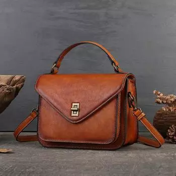 Натуральная кожа женские модные сумки через плечо винтажный дизайн сумка через плечо для дамских сумок 22cm*18cm*9.5cm коричневый