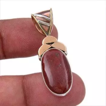 Натуральная красная яшма, двухцветный кулон из стерлингового серебра 925 пробы, размер 1,50 дюйма, Y1n02