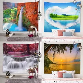 Натуральная красота гобелен Пейзаж Настенный художественный гобелен для комнаты в общежитии Эстетический декор Гостиная Спальня Домашний декор 100X75CM