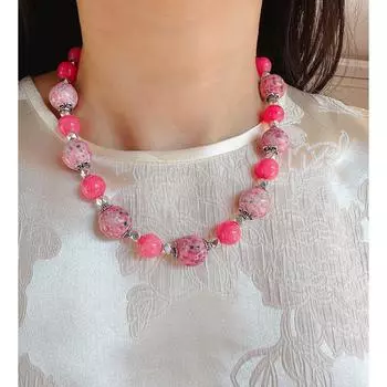 Натуральная красота персиковый порошок камень бисер ожерелье новый китайский старая глазурованная кожа лягушки ключицы цепь серьги комплект 790