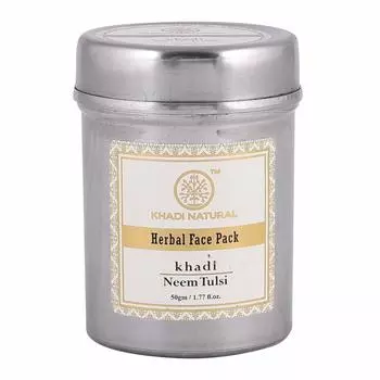 Натуральная маска для лица c Нимом и Туласи: против прыщей (50 г), Neem Tulsi Face Pack, Khadi Natural 7.375