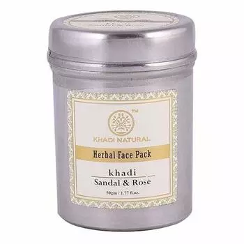 Натуральная маска для лица с Сандалом и Розой: для сияния кожи (50 г), Sandal & Rose Herbal Face Pack, Khadi Natural 7.375
