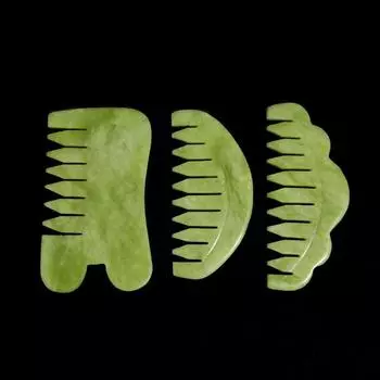 Натуральная массажная расческа Hsiuyen Gua Sha Board Stone Body Scalp Meridian Treatment Green Round