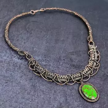 Натуральная медь зеленая бирюза медная проволока ожерелье ювелирные изделия 18 c8G52