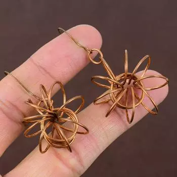 Натуральная медная проволочная обертка ручной работы, рождественский подарок, ювелирные серьги 2,17 c0N39