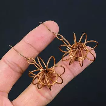 Натуральная медная проволочная обертка ручной работы, рождественский подарок, ювелирные серьги 2,17 n9H20