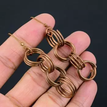 Натуральная медная проволочная обертка ручной работы, рождественский подарок, ювелирные серьги 2,95 v9h16